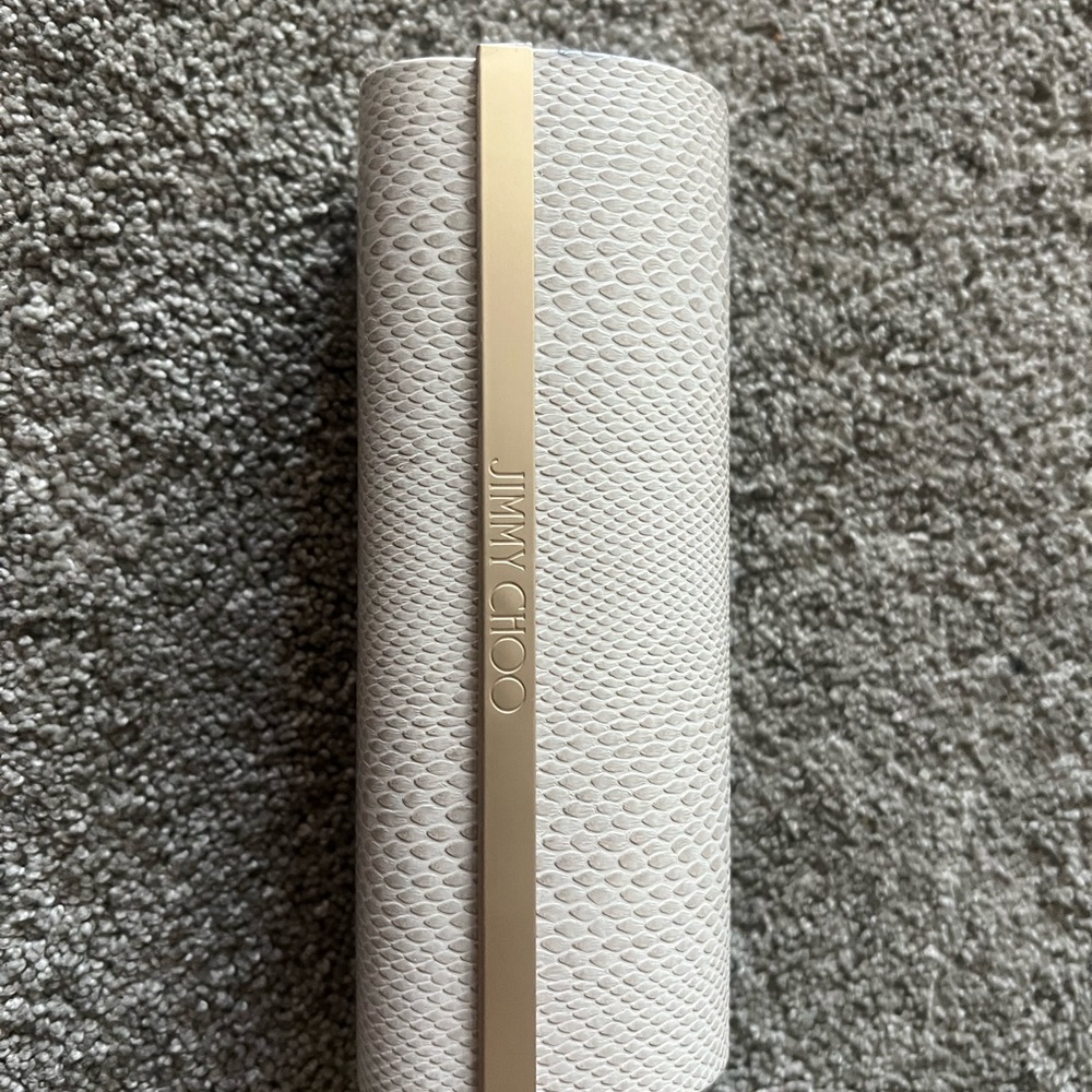 Jimmy Choo Ivory Snakeskin Clutch with Gold Trim